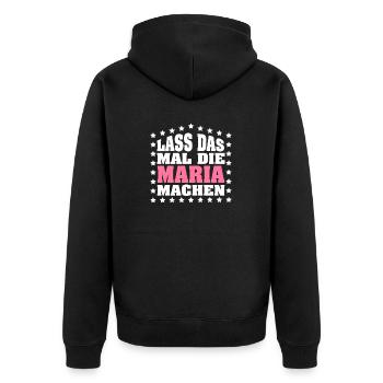 Lass das mal die MARIA machen Vornamen Spruch - Unisex Premium Bio Zip Hoodie - Schwarz - Hinten - Nico (187cm)