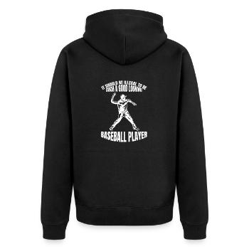 Baseball Baseballteam Baseballer Baseballspieler - Unisex Premium Bio Zip Hoodie - Schwarz - Hinten - Nico (187cm)