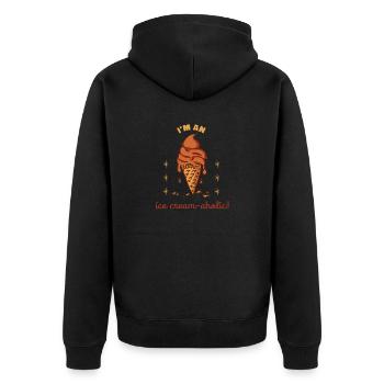 I'm An Ice Cream-Aholic! Retro Funny Ice Cream - Unisex Premium Bio Zip Hoodie - Schwarz - Hinten - Nico (187cm)