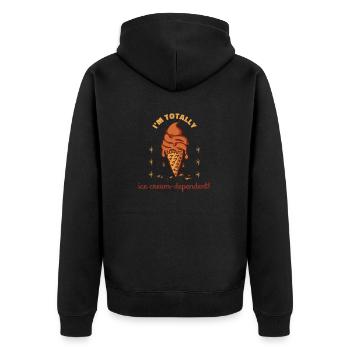 I'm Totally Ice Cream-Dependent! Funny Ice Cream - Unisex Premium Bio Zip Hoodie - Schwarz - Hinten - Nico (187cm)