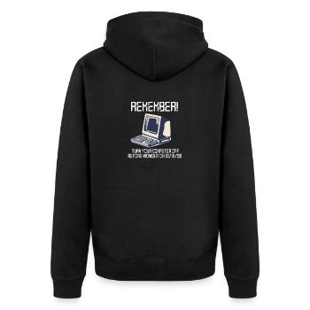 Funny y2k Computer Shirt, 1999, Funny Tech Shirts, - Unisex Premium Organic Zip Hoodie - black - Back - Nico (187cm)