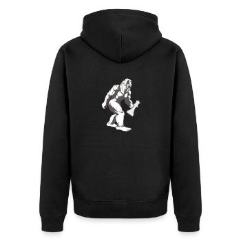 Bigfoot Chess Shirt, Funny Bigfoot Playing Chess T - Unisex Premium Organic Zip Hoodie - black - Back - Nico (187cm)