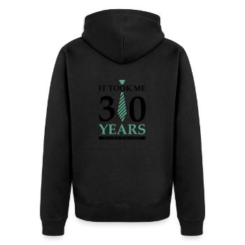 Ich Habe 30 Jahre Gebraucht, Um So Gut Auszusehen - Unisex Premium Bio Zip Hoodie - Schwarz - Hinten - Nico (187cm)