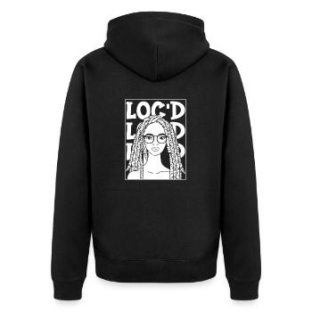 It's The Locs For Me - Afro Hair Black American - Unisex Premium Bio Zip Hoodie - Schwarz - Hinten - Nico (187cm)