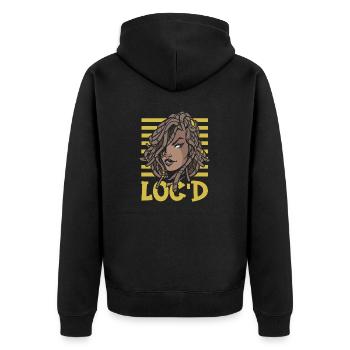 It's The Locs For Me - Afro Hair Black American - Unisex Premium Bio Zip Hoodie - Schwarz - Hinten - Nico (187cm)