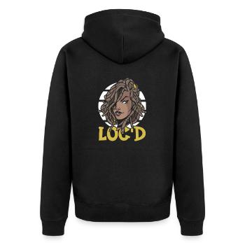 It's The Locs For Me - Afro Hair Black American - Unisex Premium Bio Zip Hoodie - Schwarz - Hinten - Nico (187cm)