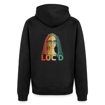 It's The Locs For Me - Afro Hair Black American - Unisex Premium Bio Zip Hoodie - Schwarz - Hinten - Nico (187cm)