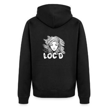 It's The Locs For Me - Afro Hair Black American - Unisex Premium Bio Zip Hoodie - Schwarz - Hinten - Nico (187cm)