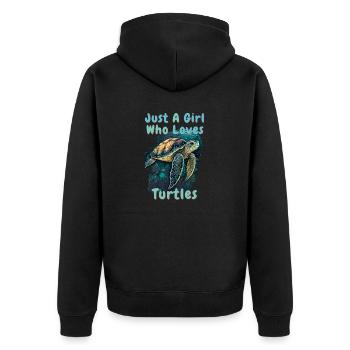 Turtle Sea Ocean Just A Girl Who Loves Turtles - Unisex Premium Bio Zip Hoodie - Schwarz - Hinten - Nico (187cm)