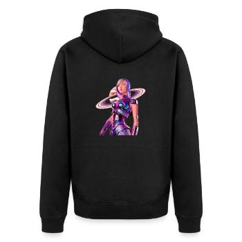 Space Girl 2 - Unisex Premium Bio Zip Hoodie - Schwarz - Hinten - Nico (187cm)