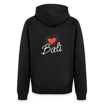 Bali - Unisex Premium Organic Zip Hoodie - black - Back - Nico (187cm)