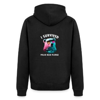 I Survived Polar Bear Plunge - Unisex Premium Organic Zip Hoodie - black - Back - Nico (187cm)