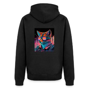 Retro Futuristic Synthwave Fox - Unisex Premium Organic Zip Hoodie - black - Back - Nico (187cm)