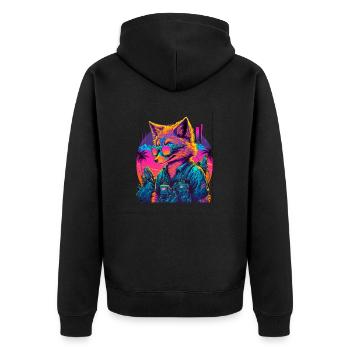 Retro Futuristic Synthwave Fox - Unisex Premium Organic Zip Hoodie - black - Back - Nico (187cm)
