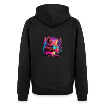 Rétro Futuriste Synthwave Fox - Veste à capuche bio Premium Unisexe - noir - Dos - Nico (187cm)