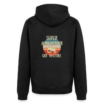 super agriculteur qui déchire humour paysan homme - Veste à capuche bio Premium Unisexe - noir - Dos - Nico (187cm)