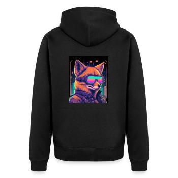 Rétro Futuriste Synthwave Fox - Veste à capuche bio Premium Unisexe - noir - Dos - Nico (187cm)
