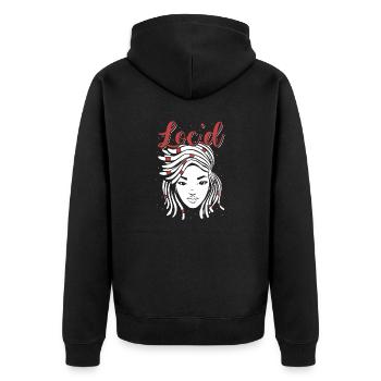 It's The Locs For Me - Afro Hair Black American - Unisex Premium Bio Zip Hoodie - Schwarz - Hinten - Nico (187cm)