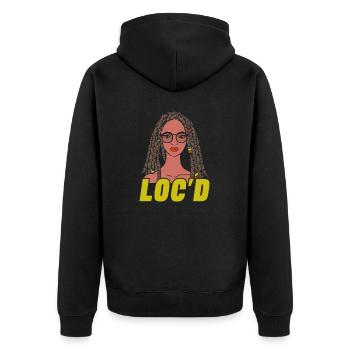It's The Locs For Me - Afro Hair Black American - Unisex Premium Bio Zip Hoodie - Schwarz - Hinten - Nico (187cm)
