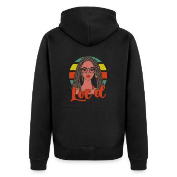 It's The Locs For Me - Afro Hair Black American - Unisex Premium Bio Zip Hoodie - Schwarz - Hinten - Nico (187cm)