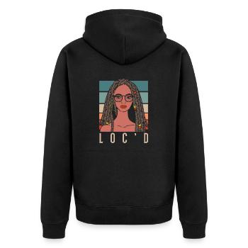 It's The Locs For Me - Afro Hair Black American - Unisex Premium Bio Zip Hoodie - Schwarz - Hinten - Nico (187cm)