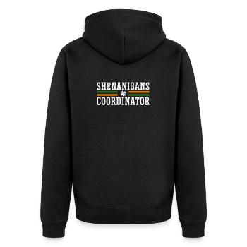 Shenanigans Koordinator Lustiger St. Patricks - Unisex Premium Bio Zip Hoodie - Schwarz - Hinten - Nico (187cm)
