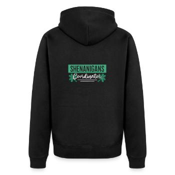 Shenanigans Koordinator Lustiger St. Patricks - Unisex Premium Bio Zip Hoodie - Schwarz - Hinten - Nico (187cm)