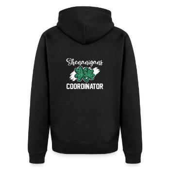 Shenanigans Koordinator Lustiger St. Patricks - Unisex Premium Bio Zip Hoodie - Schwarz - Hinten - Nico (187cm)