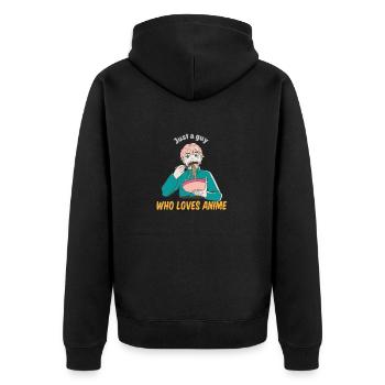 Just A Guy Who Loves Anime & Ramen Designs - Unisex Premium Bio Zip Hoodie - Schwarz - Hinten - Nico (187cm)