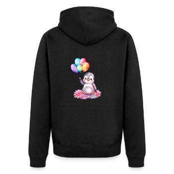 penguin animal cute antarctica bird zoo winter cold - Unisex Premium Organic Zip Hoodie - black - Back - Nico (187cm)