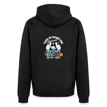 Awesome History Teacher Looks Like Education Prof - Unisex Premium Bio Zip Hoodie - Schwarz - Hinten - Nico (187cm)