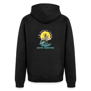 Je suis totalement en planche avec surfeur rétro drôle - Veste à capuche bio Premium Unisexe - noir - Dos - Nico (187cm)