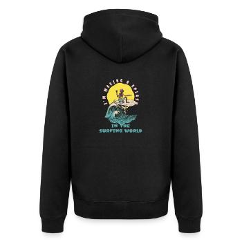 Je fais sensation dans le monde du surf Surfer - Veste à capuche bio Premium Unisexe - noir - Dos - Nico (187cm)