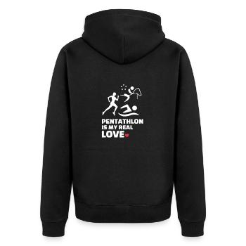 Ich Liebe Fünfkampf - Unisex Premium Bio Zip Hoodie - Schwarz - Hinten - Nico (187cm)