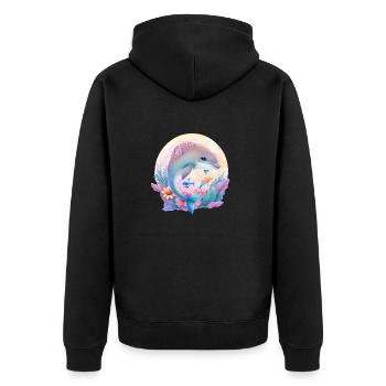 dolphin animal cute wild zoo sea ocean nature child - Unisex Premium Organic Zip Hoodie - black - Back - Nico (187cm)