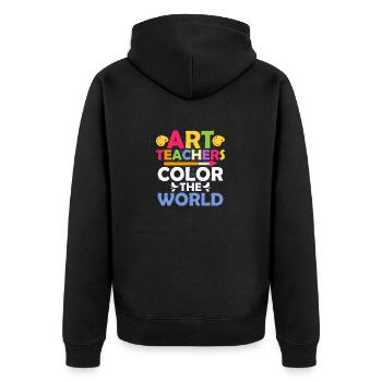 Art Teachers Color The World Artist Education - Unisex Premium Bio Zip Hoodie - Schwarz - Hinten - Nico (187cm)