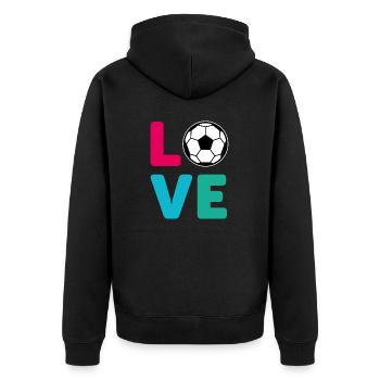 Love Fußball lustiges funny Design Tshirt - Unisex Premium Bio Zip Hoodie - Schwarz - Hinten - Nico (187cm)
