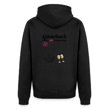 Gästebuch 30 Geburtstag Frauen Ladys funny Design - Unisex Premium Bio Zip Hoodie - Schwarz - Hinten - Nico (187cm)