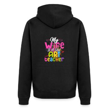 Ma femme est une artiste de formation de professeur d’art en vogue - Veste à capuche bio Premium Unisexe - noir - Dos - Nico (187cm)
