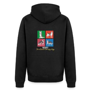 Huskys Die ultimativen Therapiehunde - Siberian Husky - Unisex Premium Bio Zip Hoodie - Schwarz - Hinten - Nico (187cm)