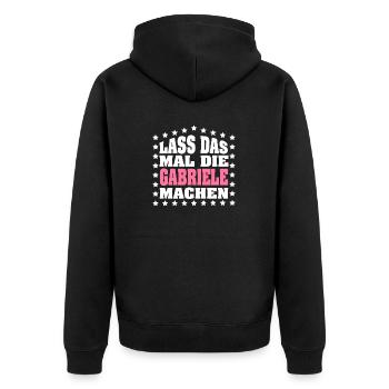 Lass das mal die GABRIELE machen Vornamen Spruch - Unisex Premium Bio Zip Hoodie - Schwarz - Hinten - Nico (187cm)