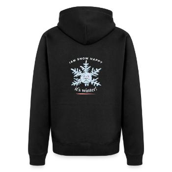 I Am Snow Happy It's Winter Funny Winter Designs - Unisex Premium Bio Zip Hoodie - Schwarz - Hinten - Nico (187cm)