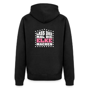 Lass das mal die ELKE machen Vornamen Spruch Damen - Unisex Premium Bio Zip Hoodie - Schwarz - Hinten - Nico (187cm)