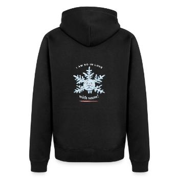 I'm So In Love With Snow! Funny Snow Winter - Unisex Premium Bio Zip Hoodie - Schwarz - Hinten - Nico (187cm)