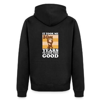 Ich Habe 30 Jahre Gebraucht, Um So Gut Auszusehen - Unisex Premium Bio Zip Hoodie - Schwarz - Hinten - Nico (187cm)
