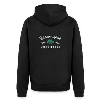 Shenanigans Koordinator Lustiger St. Patricks - Unisex Premium Bio Zip Hoodie - Schwarz - Hinten - Nico (187cm)