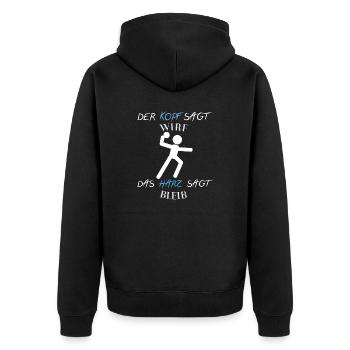 Handball Harz Wirf Spruch - Unisex Premium Bio Zip Hoodie - Schwarz - Hinten - Nico (187cm)