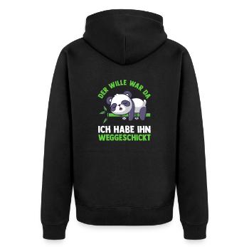Der Wille War Da Ich Hab Ihn Weggeschickt Panda - Unisex Premium Bio Zip Hoodie - Schwarz - Hinten - Nico (187cm)
