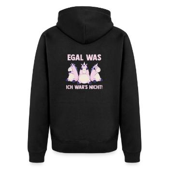 Egal was ich wars nicht Einhorn - Unisex Premium Bio Zip Hoodie - Schwarz - Hinten - Nico (187cm)