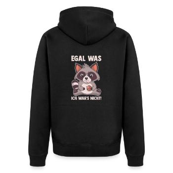 Egal was ich wars nicht Waschbär - Unisex Premium Bio Zip Hoodie - Schwarz - Hinten - Nico (187cm)